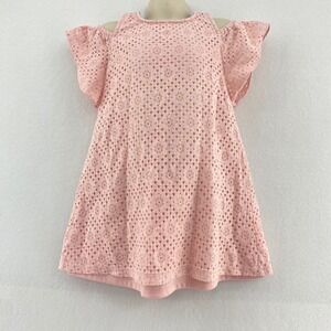 Forever 21 Girls Pink Lace Cold Shoulder Flutter Sleeve‎ Dress Size 5/6